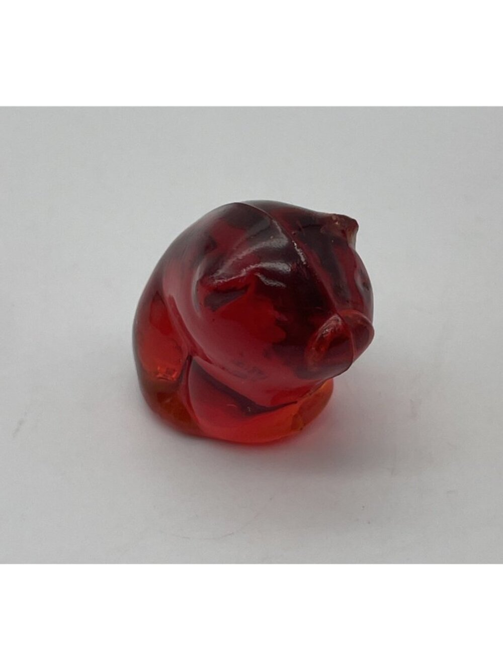 Vintage Art Glass Miniature Pig Red Figurine